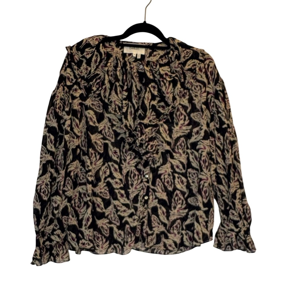 ba&sh Lady Top Blouse Medium Pirate Long Sleeve Semi Sheer Lightweight Boho